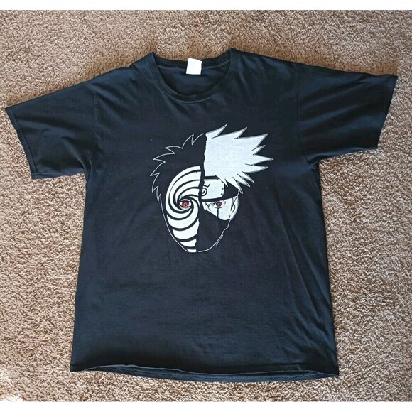 Naruto T-Shirt Men's Size Large Obito Kakashi Graphic Short Sleeve Y2K - Picture 1 of 7